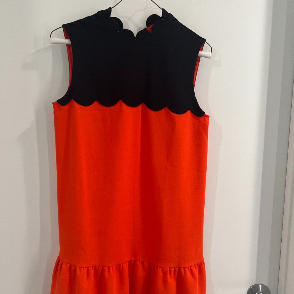 NWOT Victoria Beckham for Target Orange & Black Scalloped Drop Waist Mini Dress